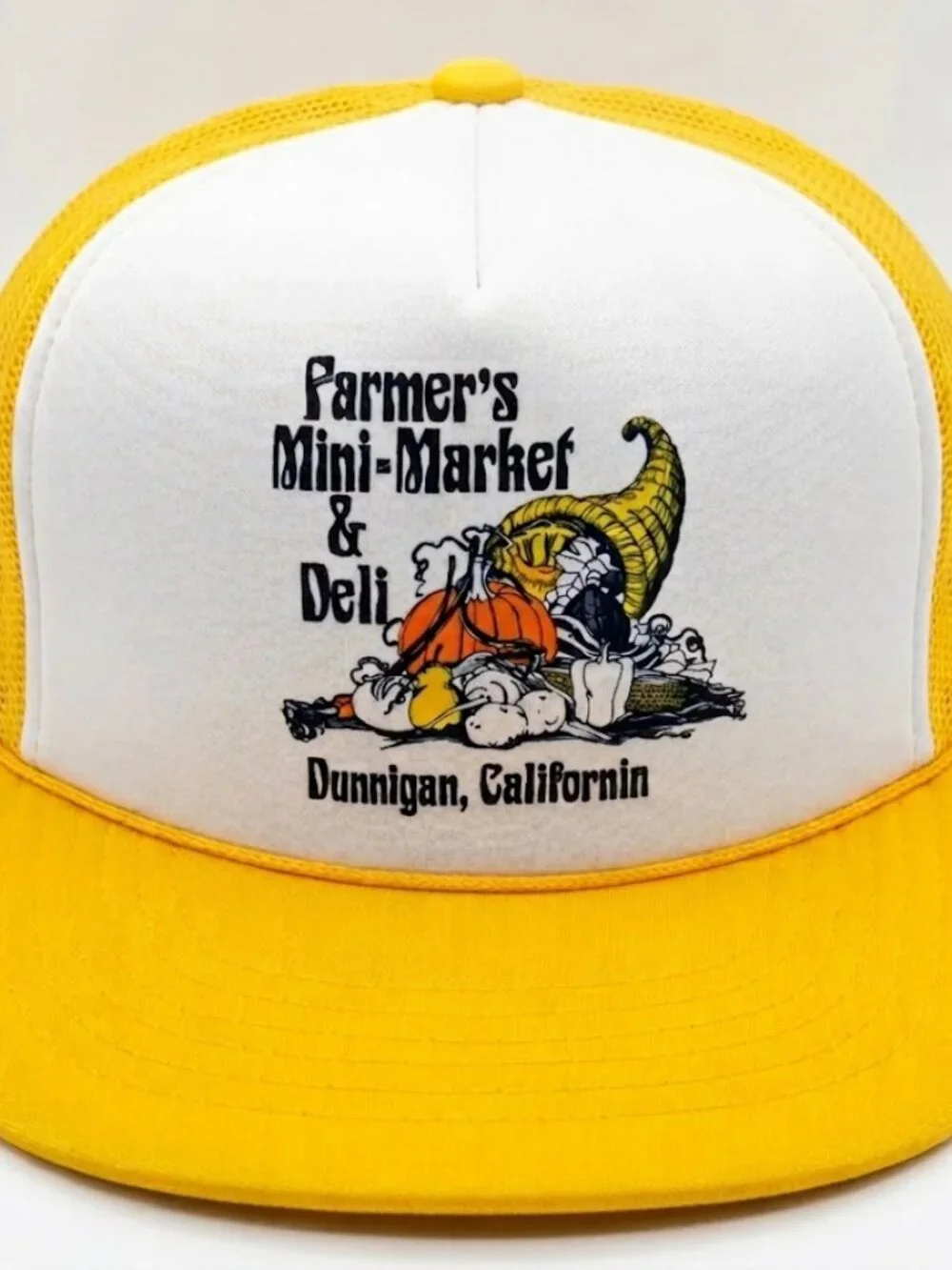 Retro Farmers Mini Market Foam Trucker Hat Yellow White Rope Snapback Cap New